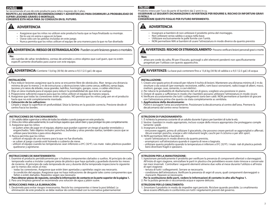 Advertencia | Step2 Shootin' Hoops Pro Basketball Set User Manual | Page 2 / 8