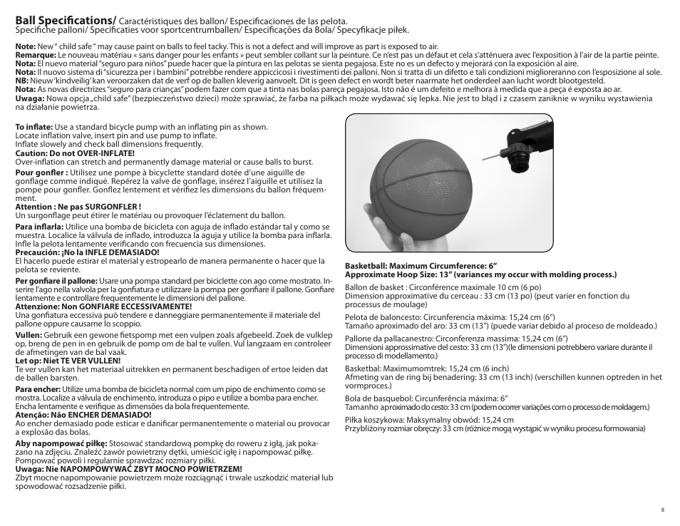 Ball specifications | Step2 Shootin' Hoops Pro Basketball Set User Manual | Page 8 / 8