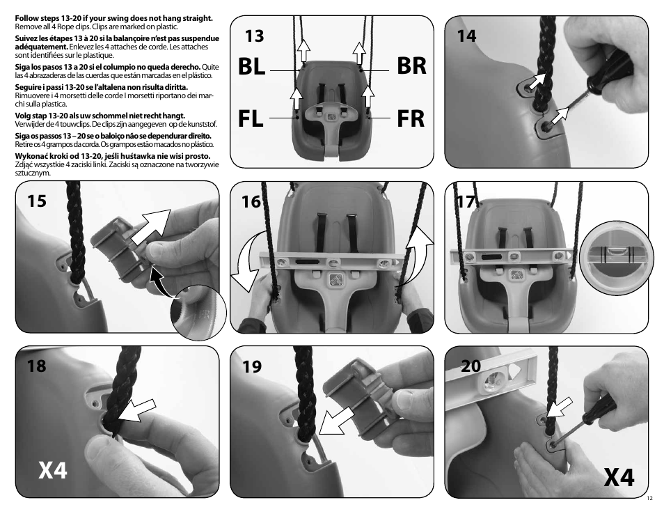 Fr br fl bl | Step2 Infant to Toddler Swing User Manual | Page 12 / 17