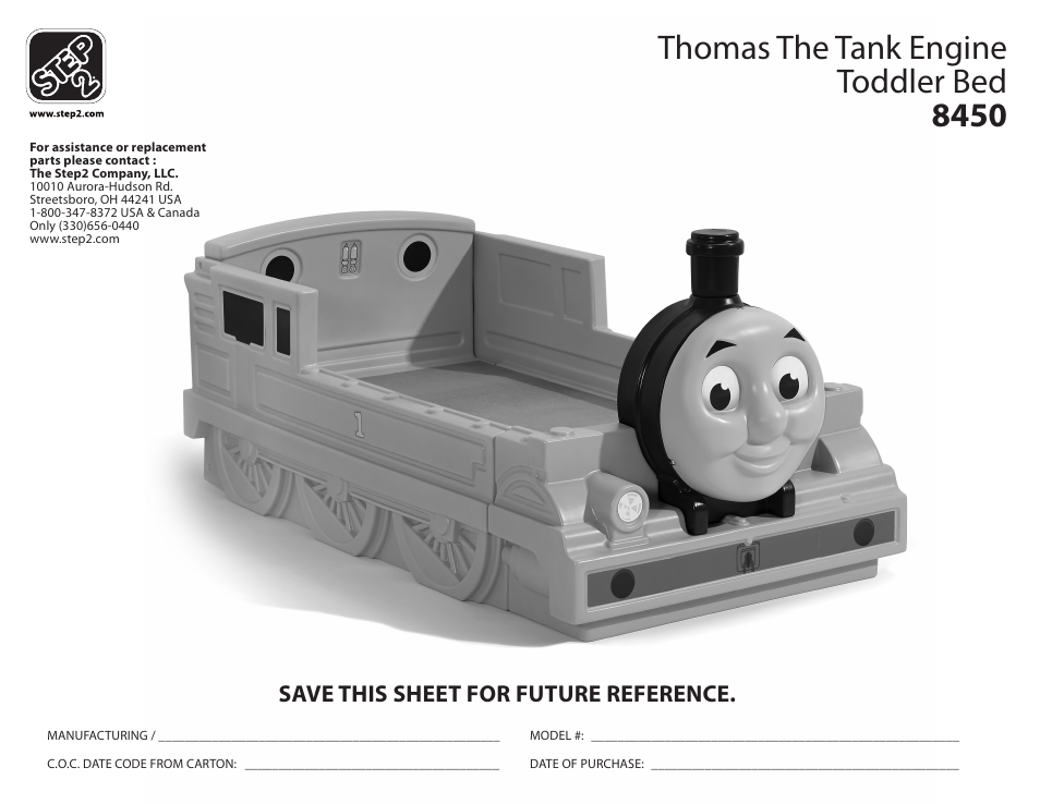 Step2 Thomas the Tank Engine™ Toddler Bed User Manual | 8 pages