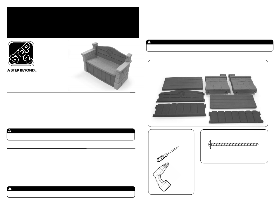 Step2 Outdoor Storage Bench User Manual | 3 pages