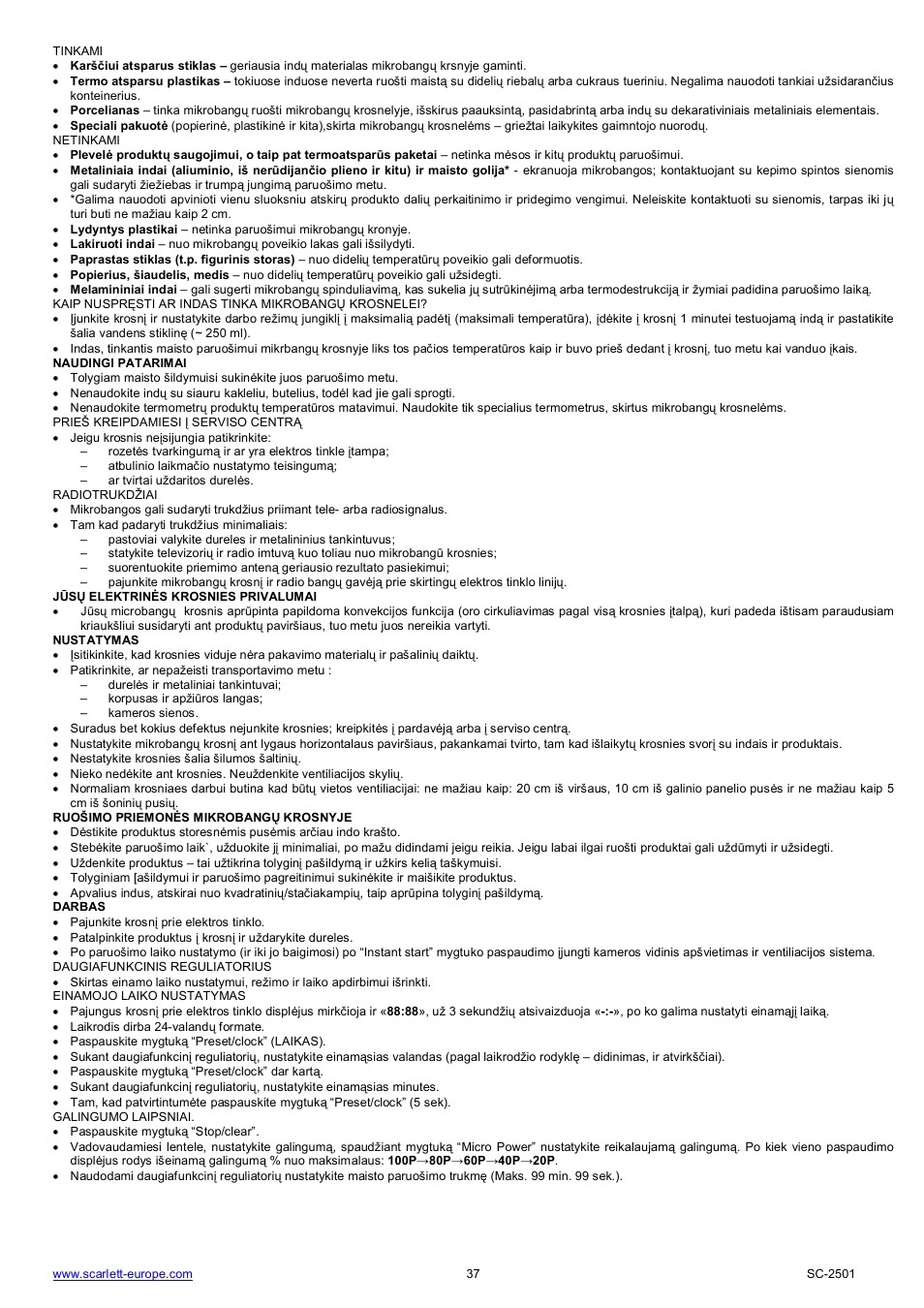 Scarlett SC-2501 User Manual | Page 37 / 52