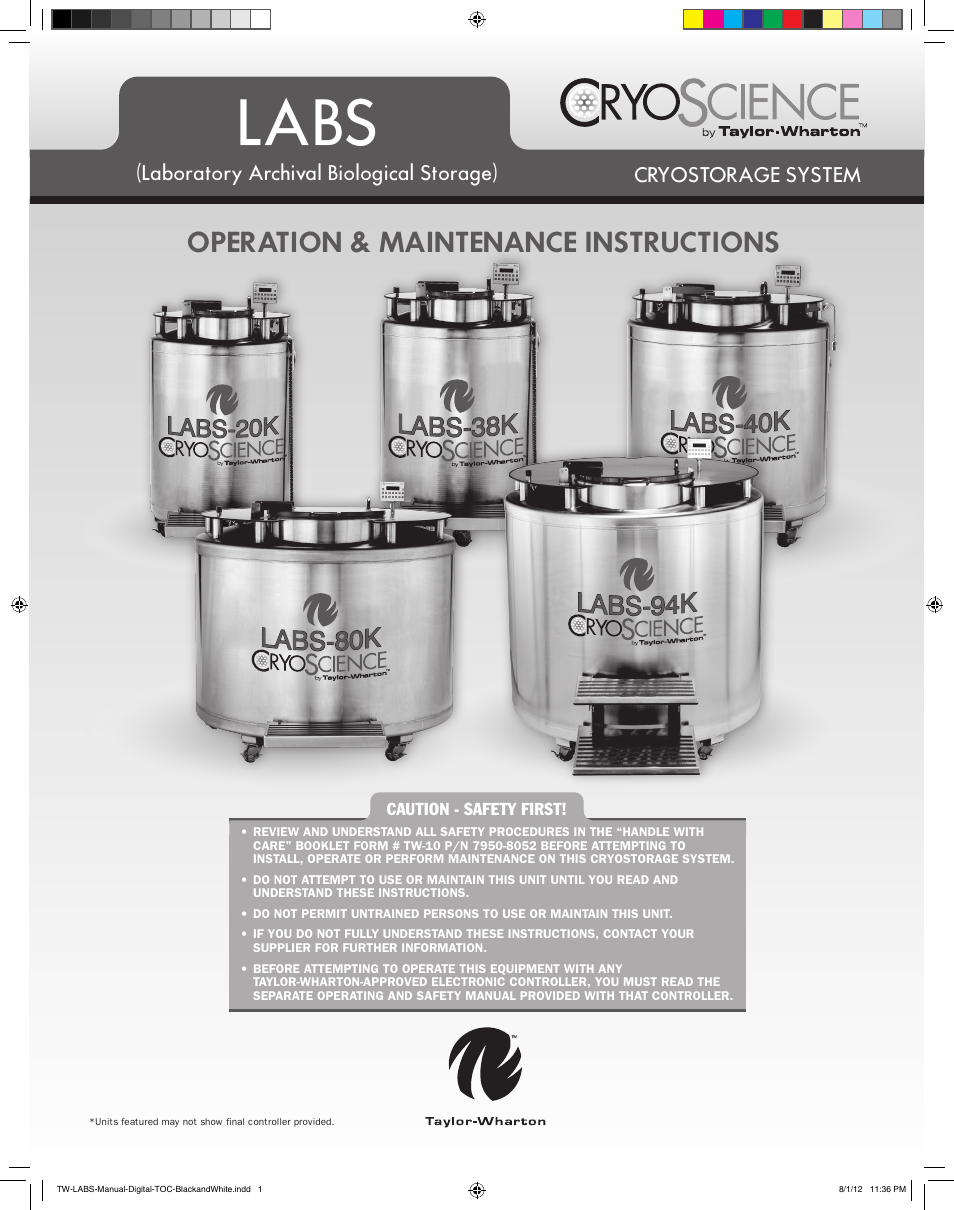 Taylor-Wharton LABS Series User Manual | 20 pages