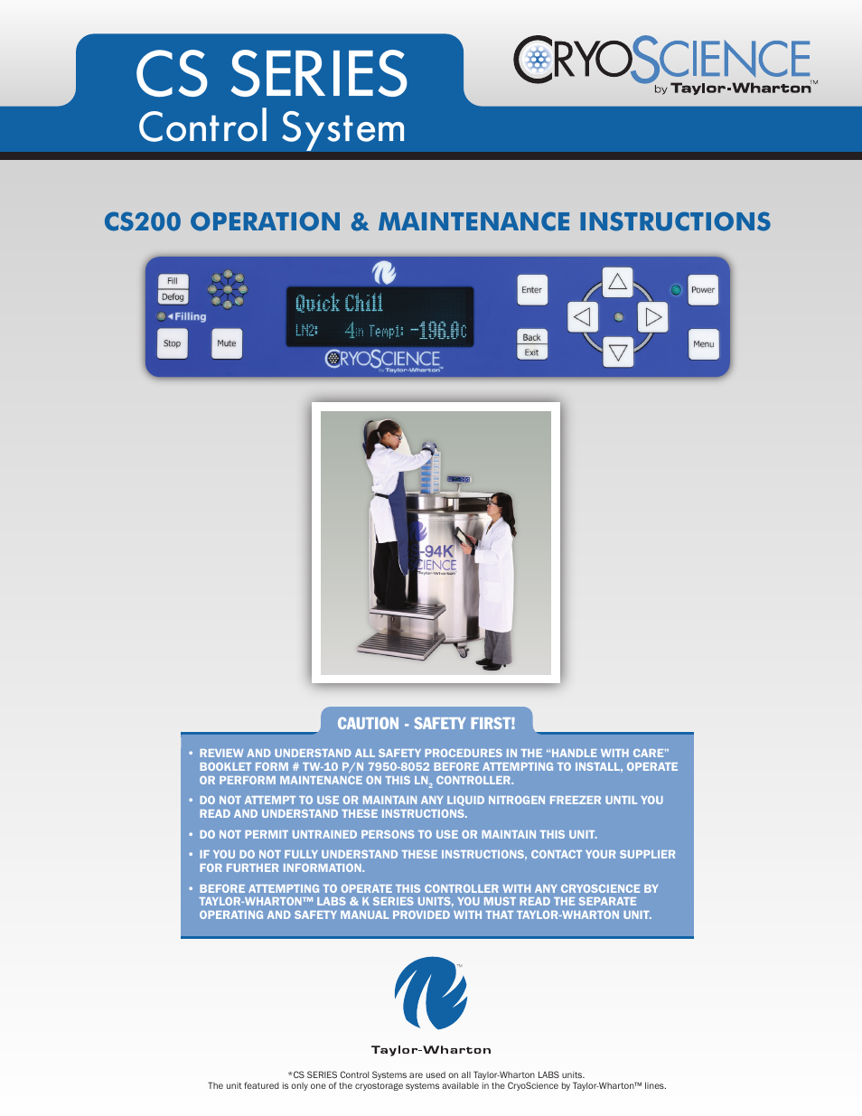 Taylor-Wharton CS Series User Manual | 54 pages