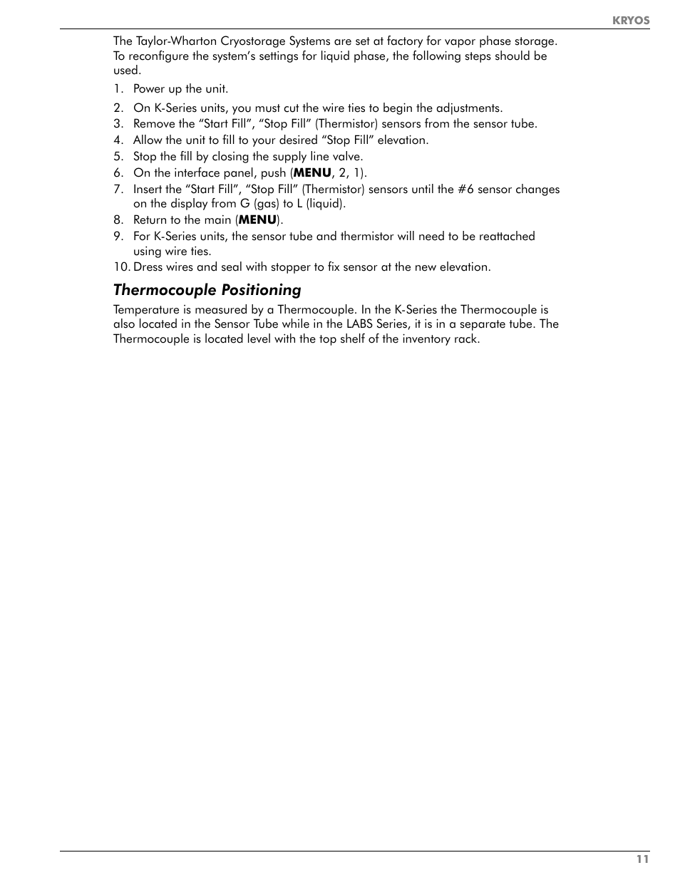 Thermocouple positioning | Taylor-Wharton KRYOS Controller User Manual | Page 13 / 40