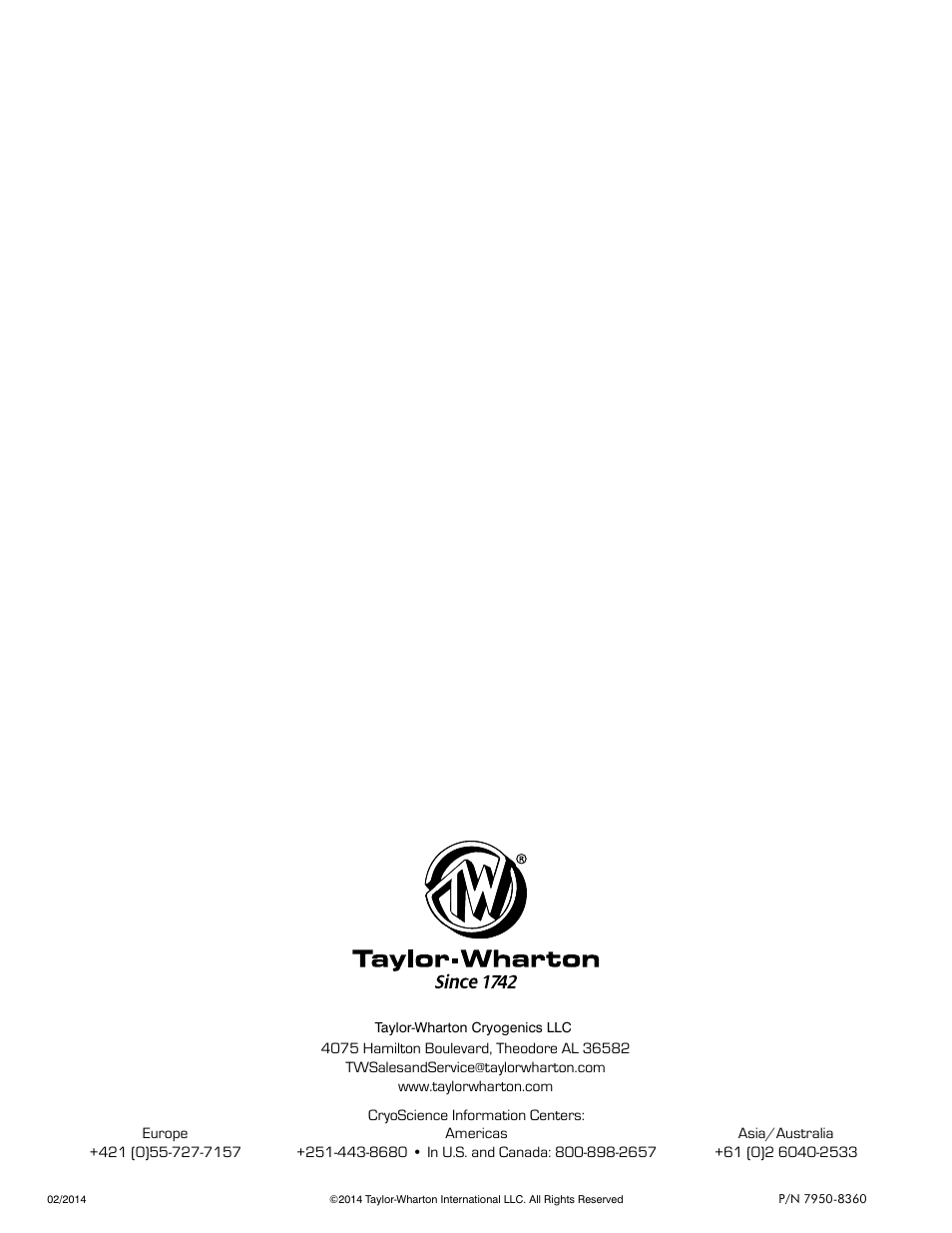 Taylor-Wharton KRYOS Controller User Manual | Page 40 / 40