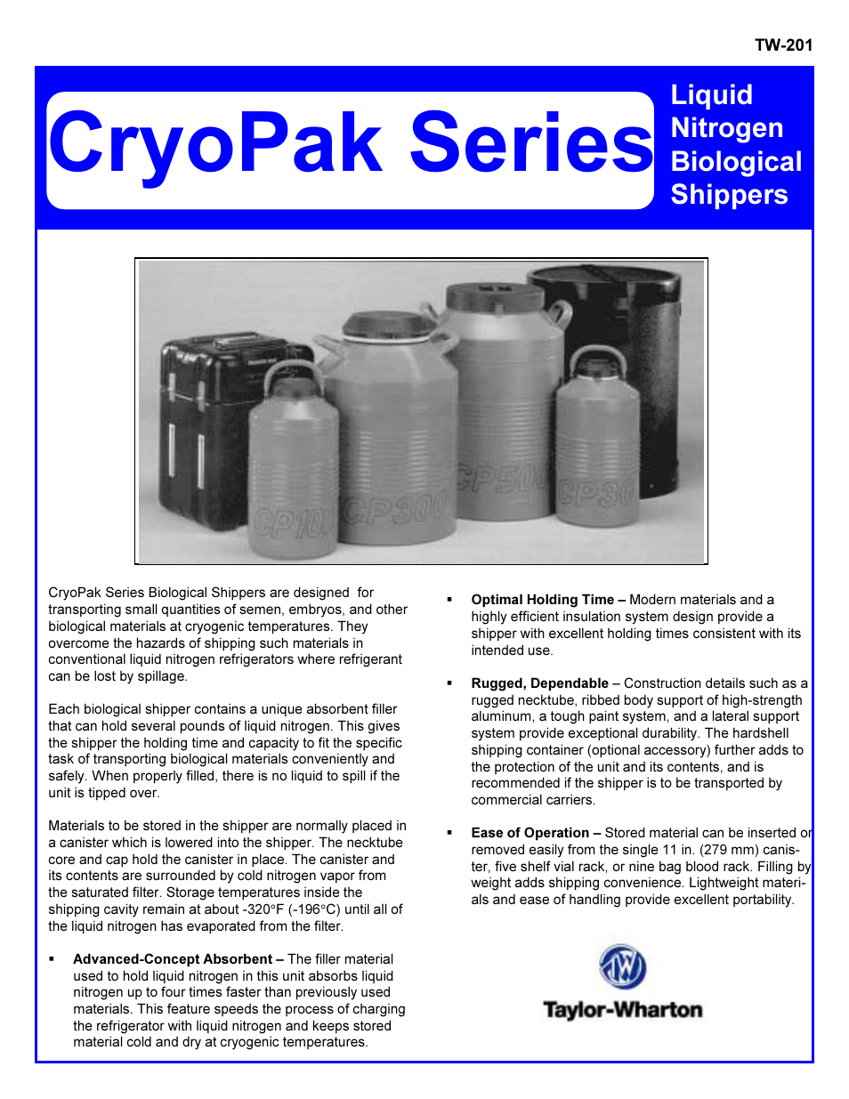 Taylor-Wharton CP Series User Manual | 6 pages