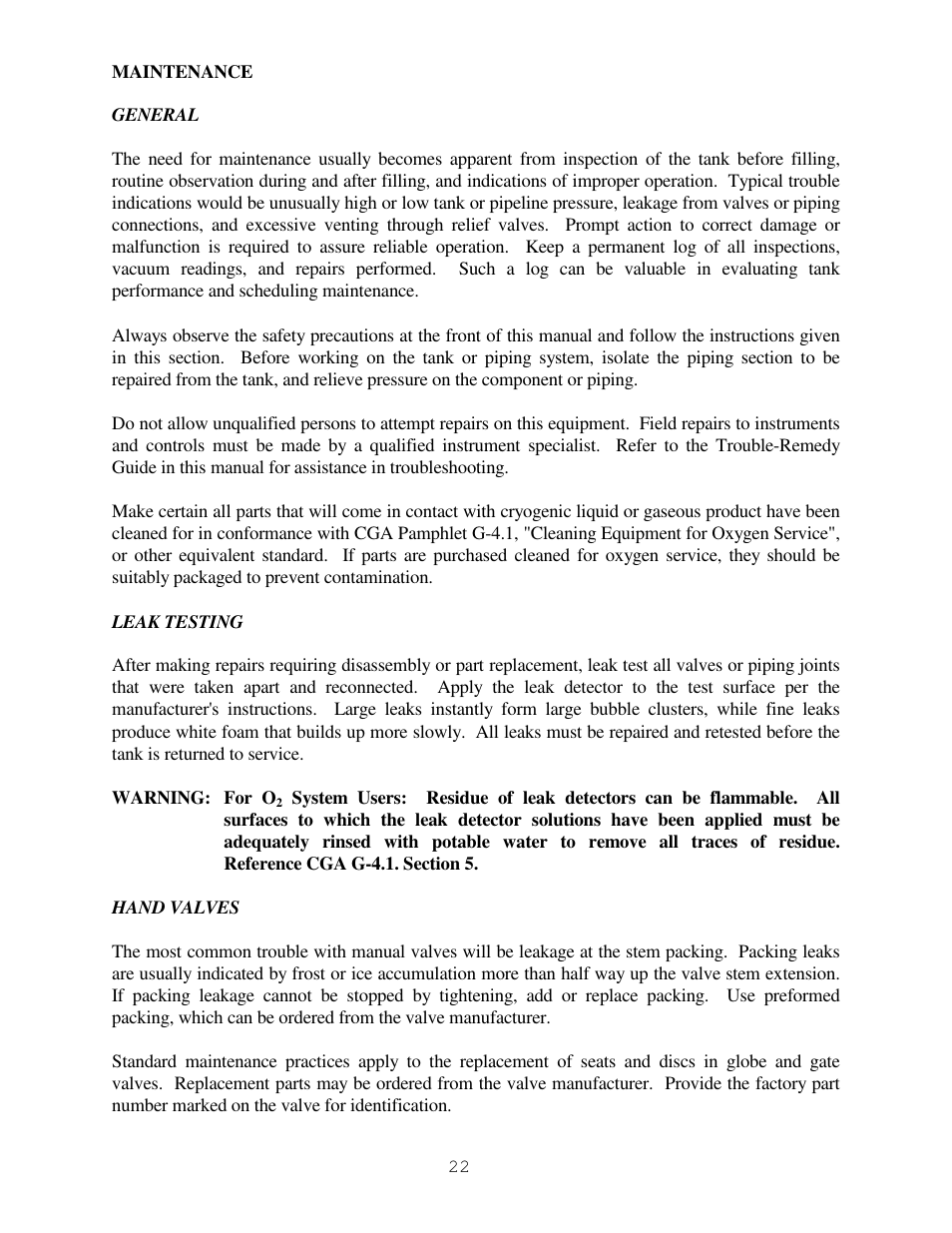 Taylor-Wharton High Capacity GST Storage Tanks User Manual | Page 22 / 33