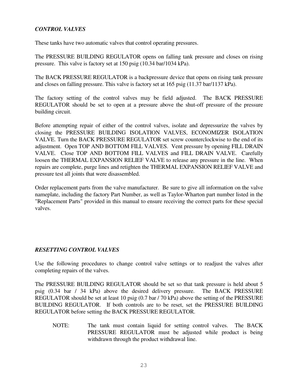 Taylor-Wharton High Capacity GST Storage Tanks User Manual | Page 23 / 33