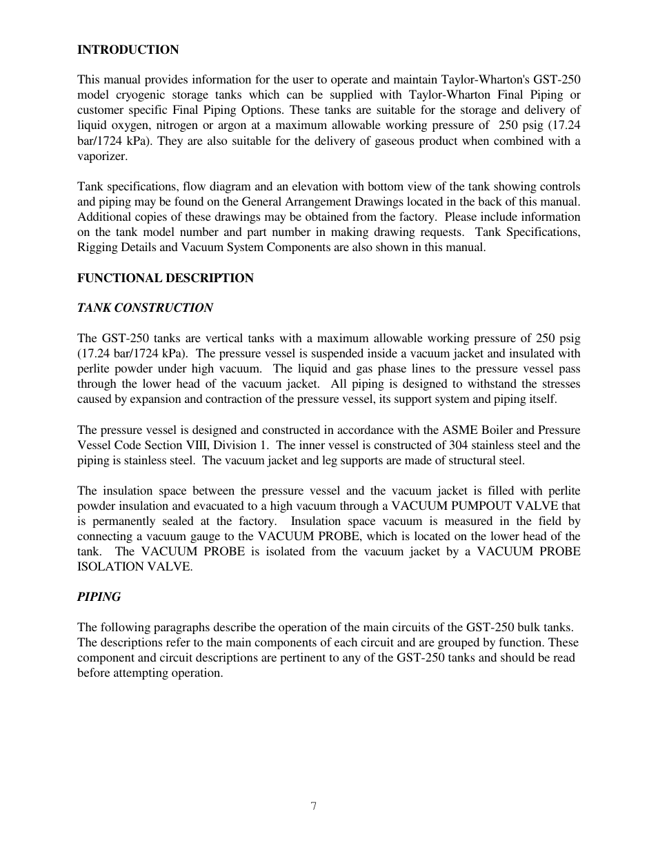 Taylor-Wharton High Capacity GST Storage Tanks User Manual | Page 7 / 33
