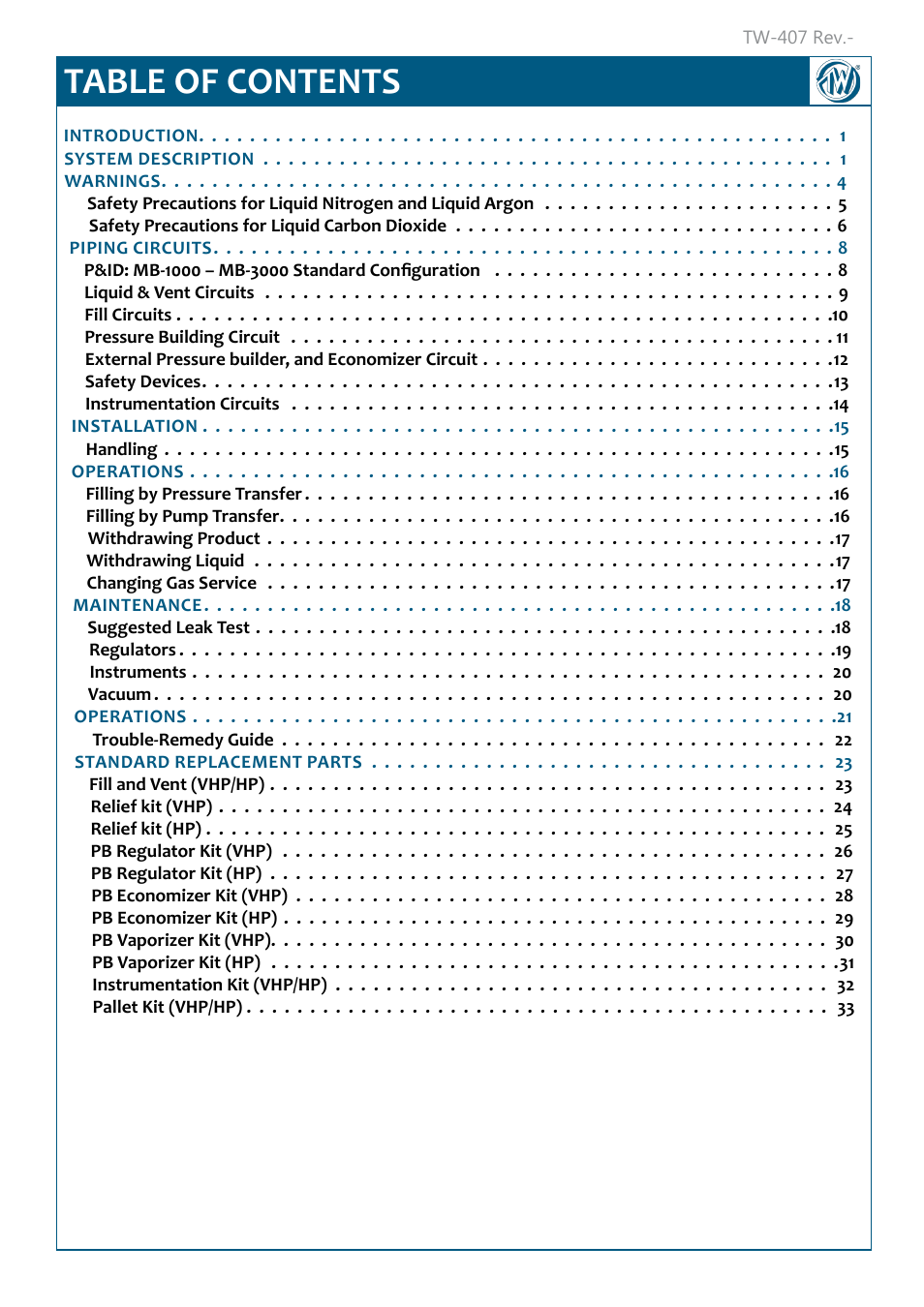 Taylor-Wharton Microbulk Tanks User Manual | Page 2 / 36