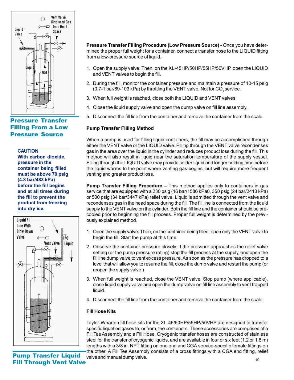 Taylor-Wharton XL-55HP (with dual regulators) User Manual | Page 10 / 26