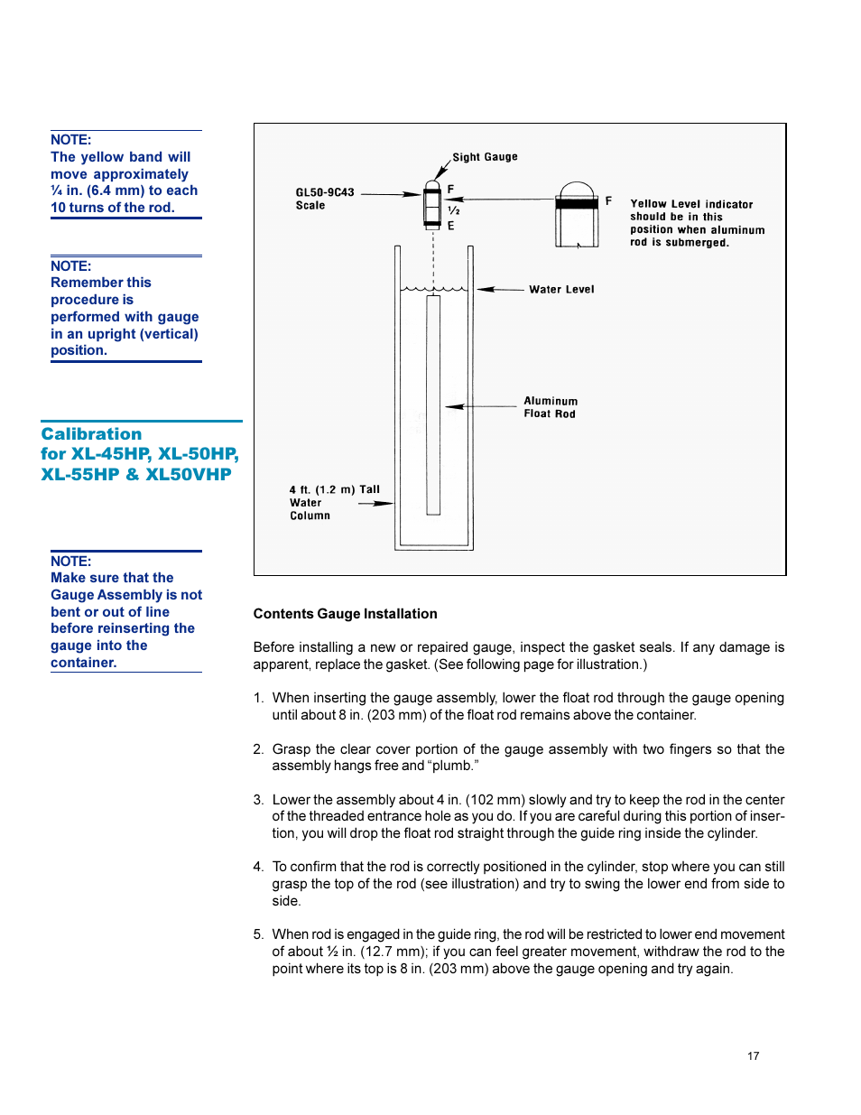 Taylor-Wharton XL-55HP (with dual regulators) User Manual | Page 17 / 26