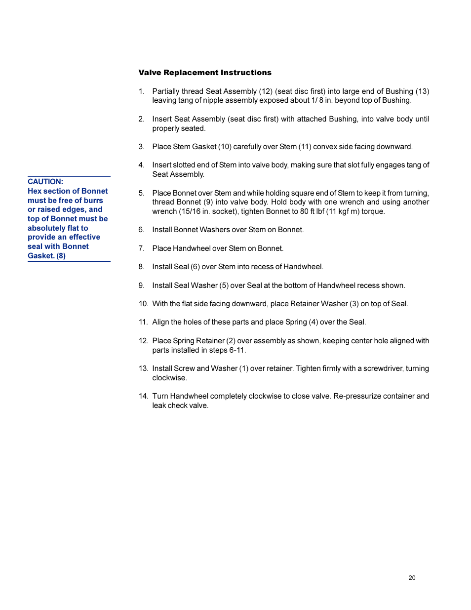 Taylor-Wharton XL-55HP (with dual regulators) User Manual | Page 20 / 26