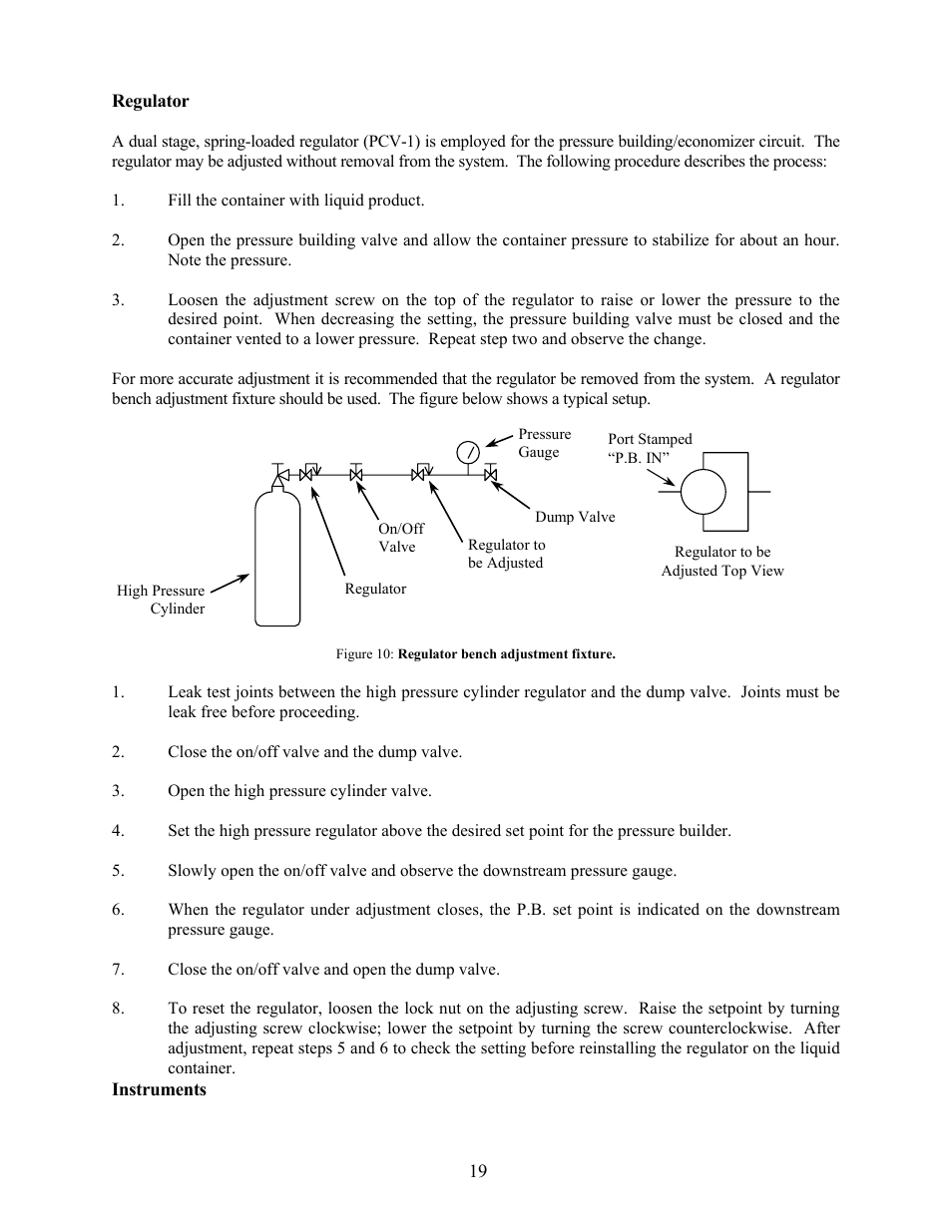 Regulator, Instruments | Taylor-Wharton EF-450 User Manual | Page 19 / 27