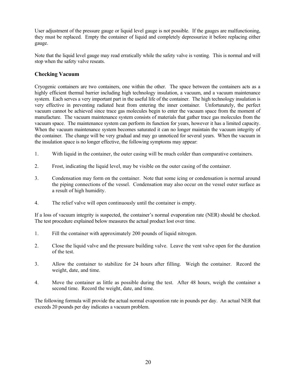 Checking vacuum | Taylor-Wharton EF-450 User Manual | Page 20 / 27
