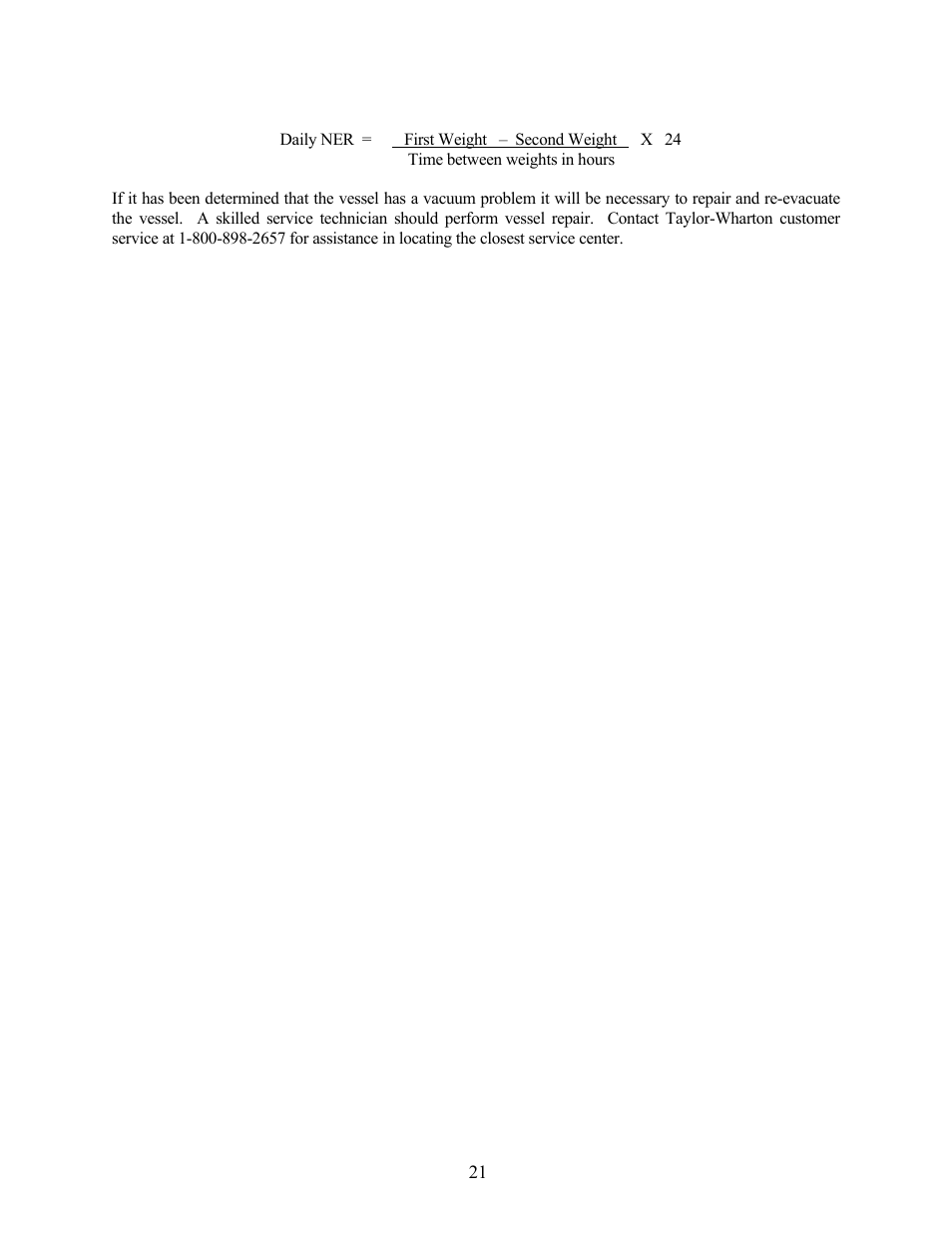 Taylor-Wharton EF-450 User Manual | Page 21 / 27