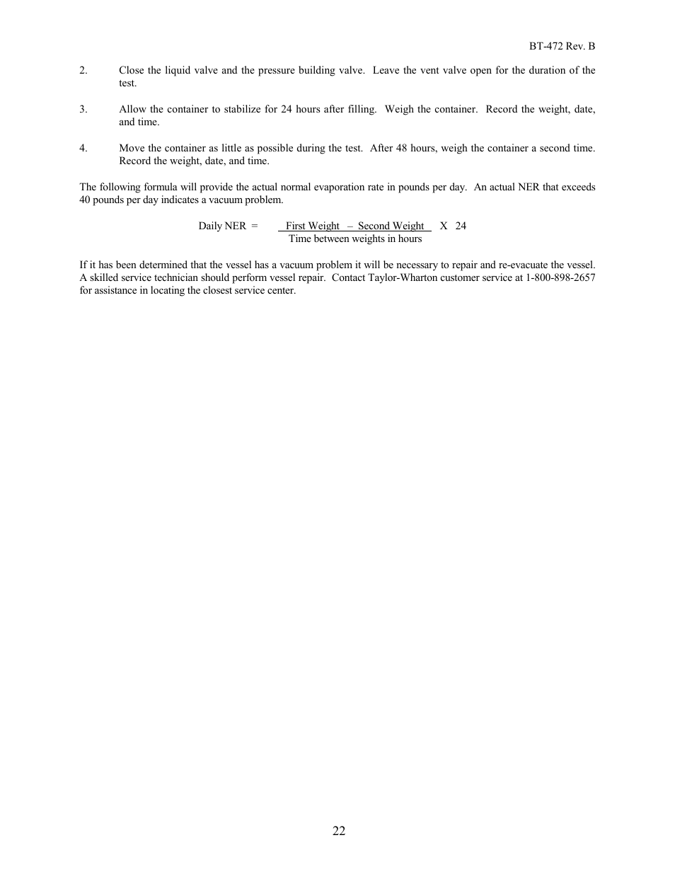 Taylor-Wharton EF-1000 User Manual | Page 22 / 26
