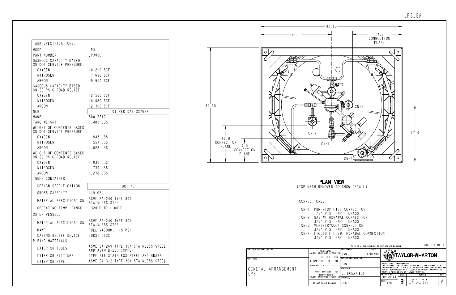 General arrangement | Taylor-Wharton LP3 User Manual | Page 24 / 27