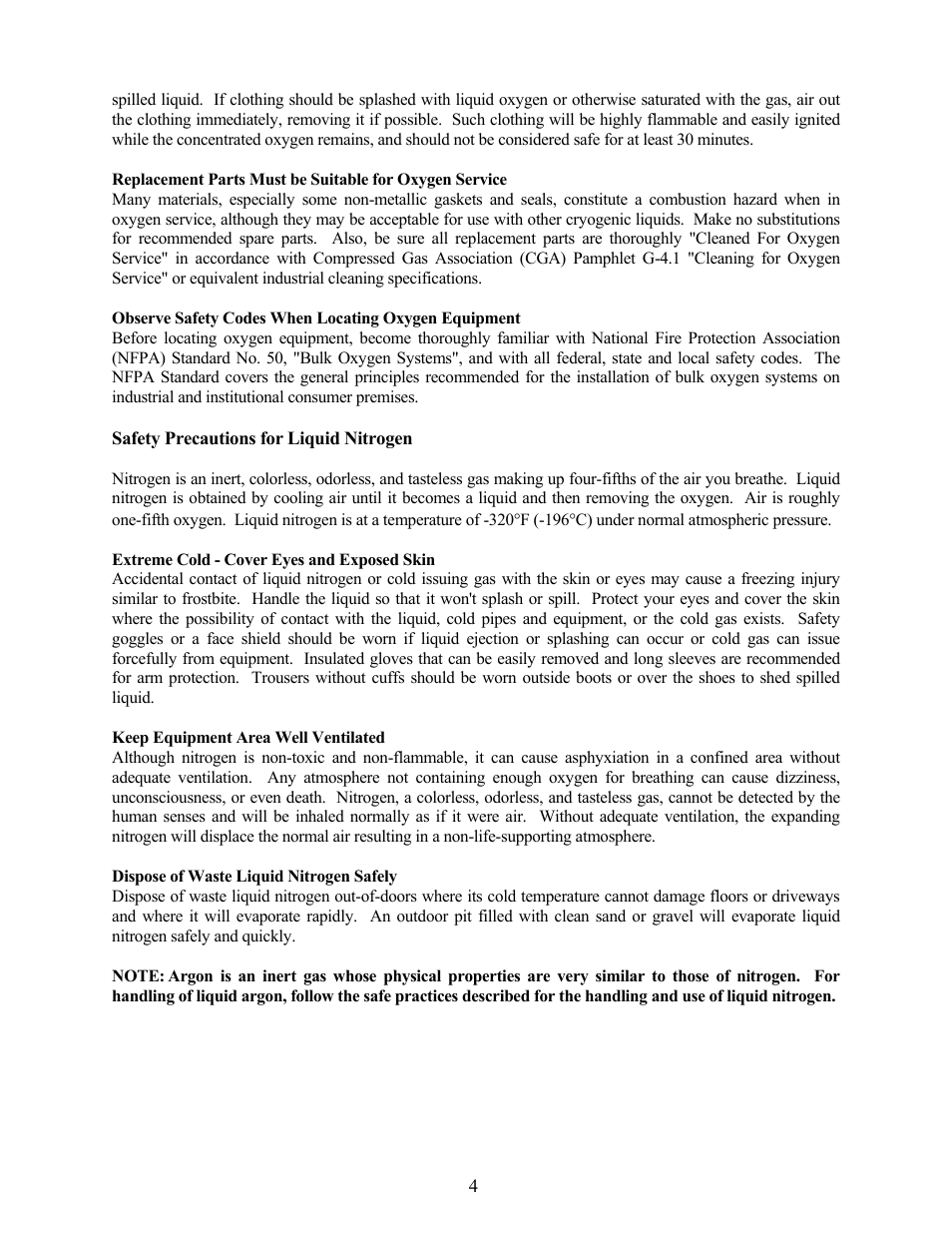 Safety precautions for liquid nitrogen | Taylor-Wharton LP3 User Manual | Page 4 / 27