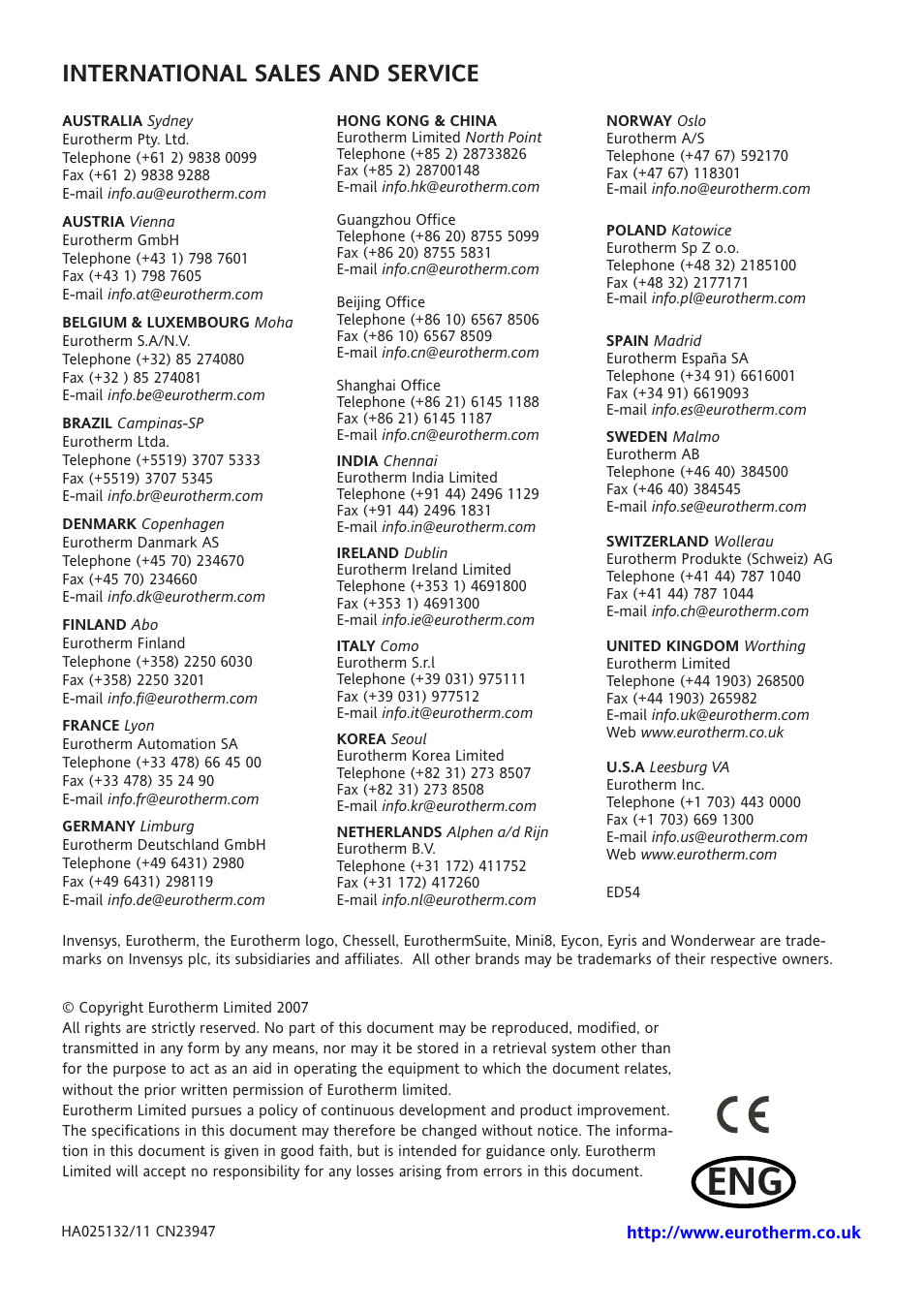 International sales and service | Thermcraft XST-6-0-36-3V User Manual | Page 170 / 280