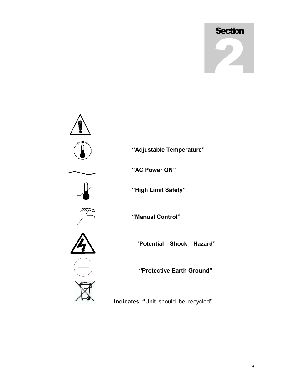 Graphic symbols | Thermcraft XOV-30-30-19.8-1A-SL User Manual | Page 4 / 18