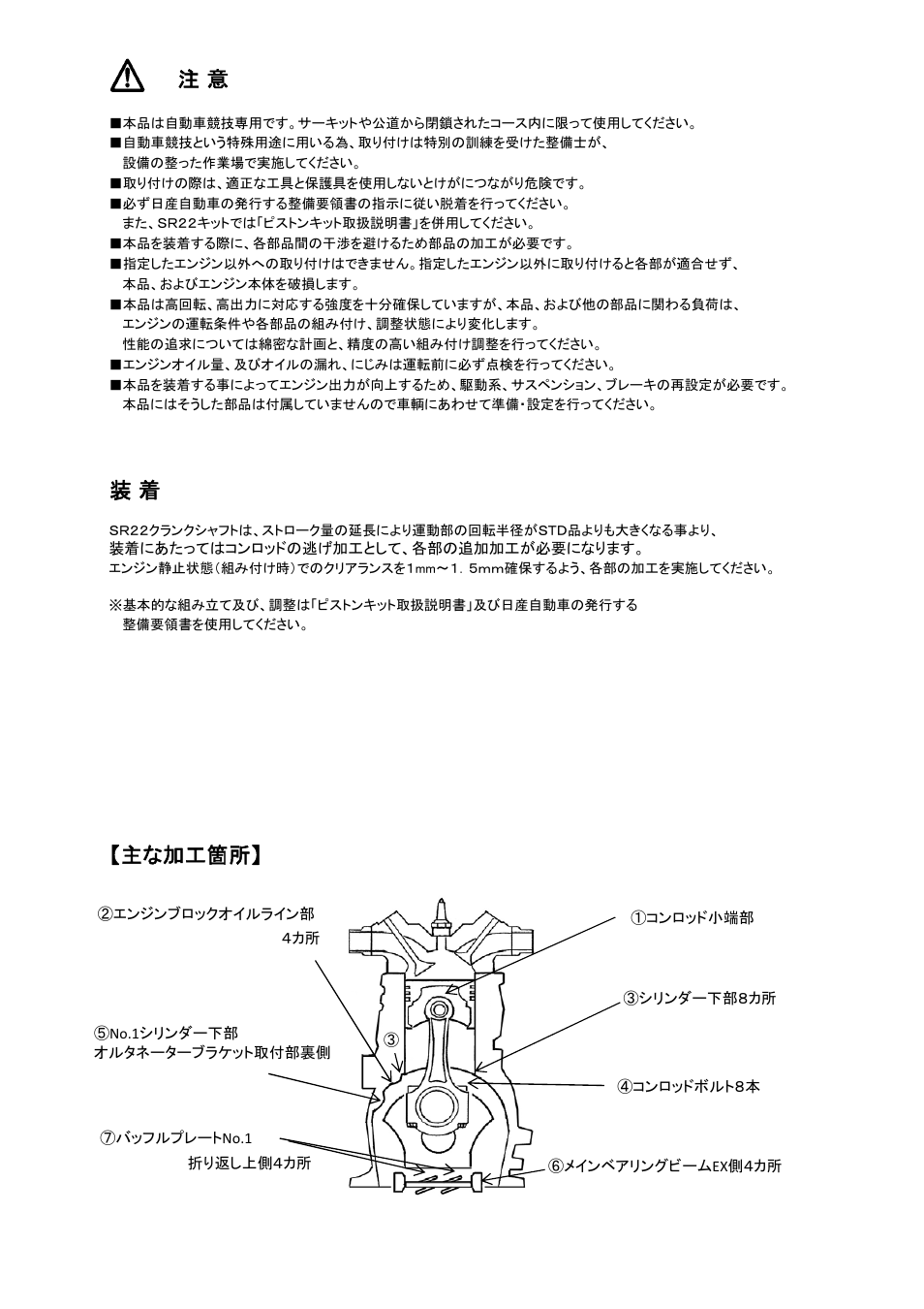 主な加工箇所 | Tomei Powered SR22KIT/SR22 FORGED FULL COUNTER CRANKSHAFT User Manual | Page 2 / 12