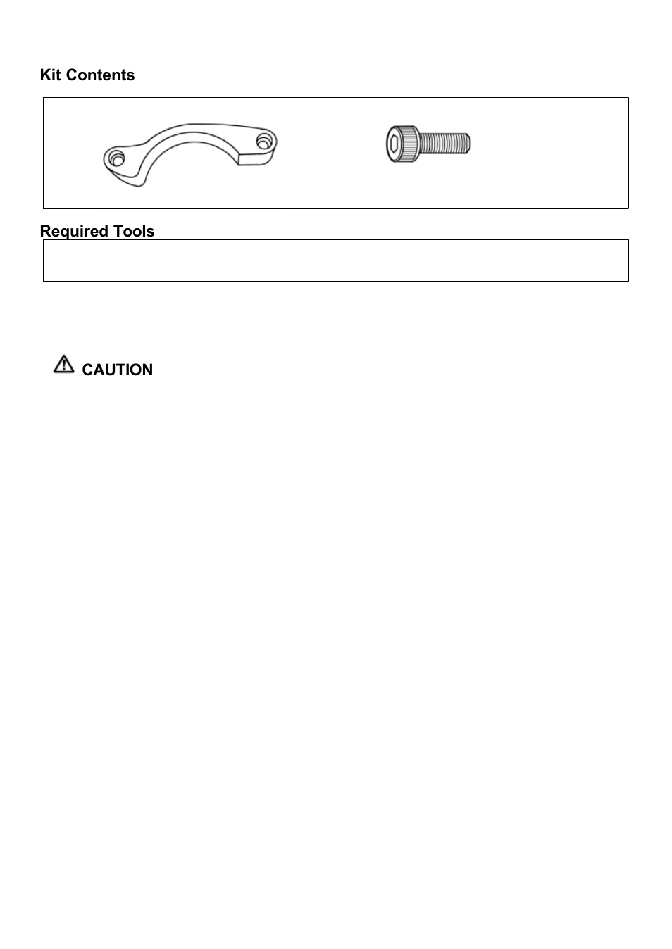 Kit contents, Required tools, Caution | Tomei Powered BELT User Manual | Page 5 / 8