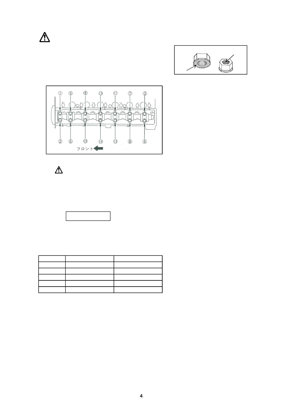 ナット締付 注 意 | Tomei Powered RB26DETT CAM CAP STUDS BOLTS User Manual | Page 4 / 8