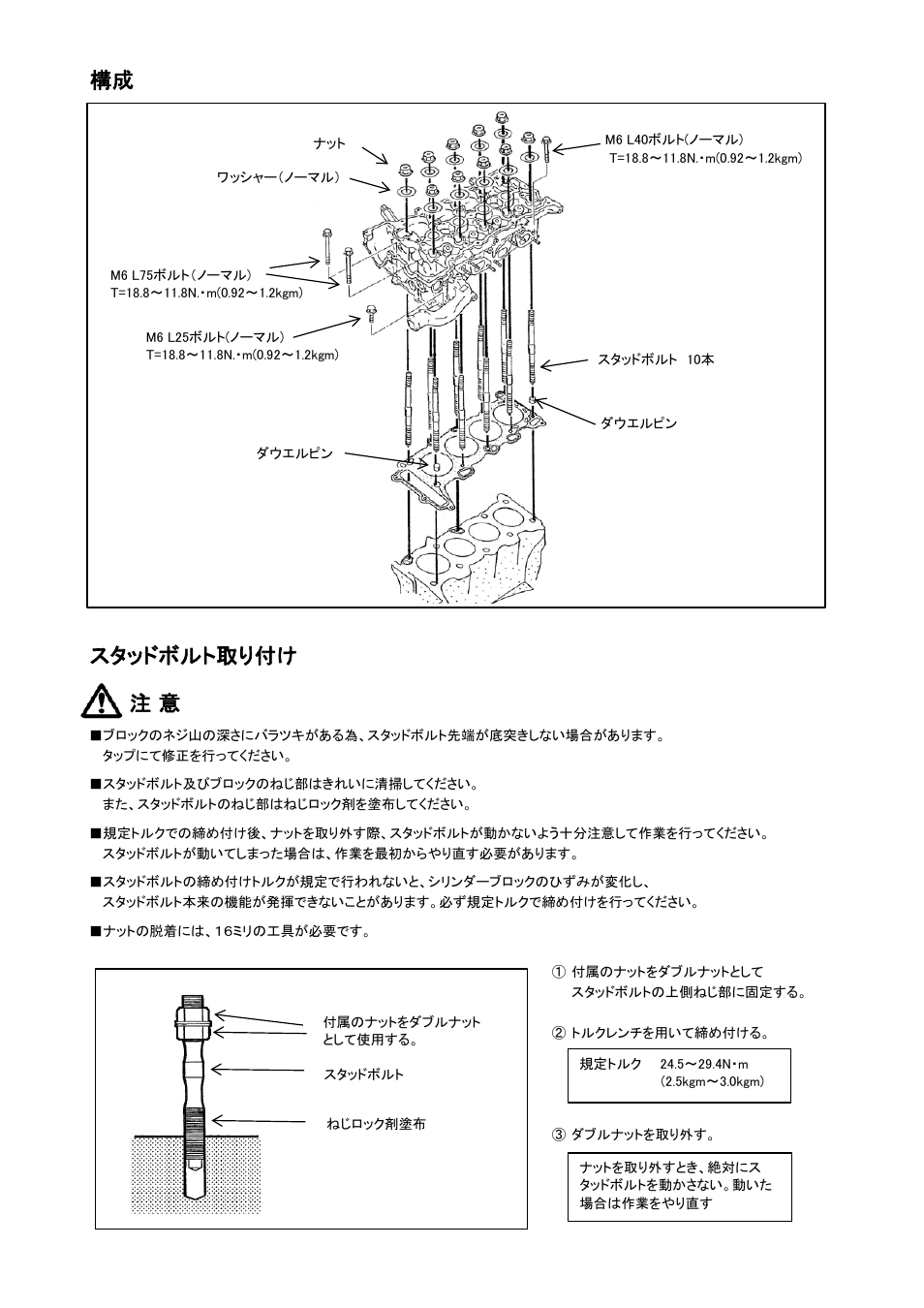 構成 スタッドボルト取り付け 注 意 | Tomei Powered SR20DE(T) HEAD STUD BOLTS User Manual | Page 4 / 12