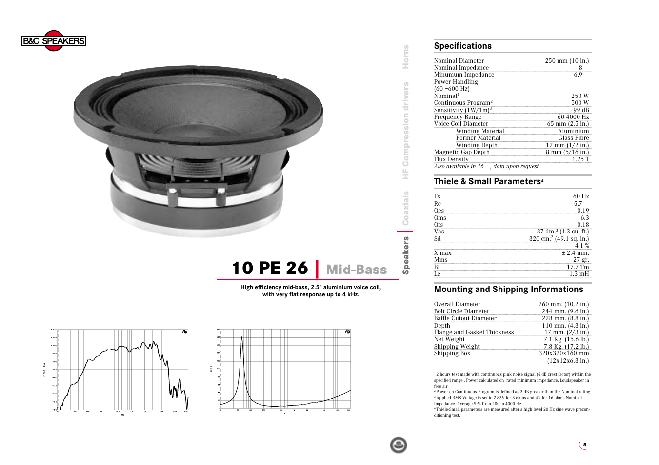 B&C Speakers 10 PE 26 User Manual | 1 page