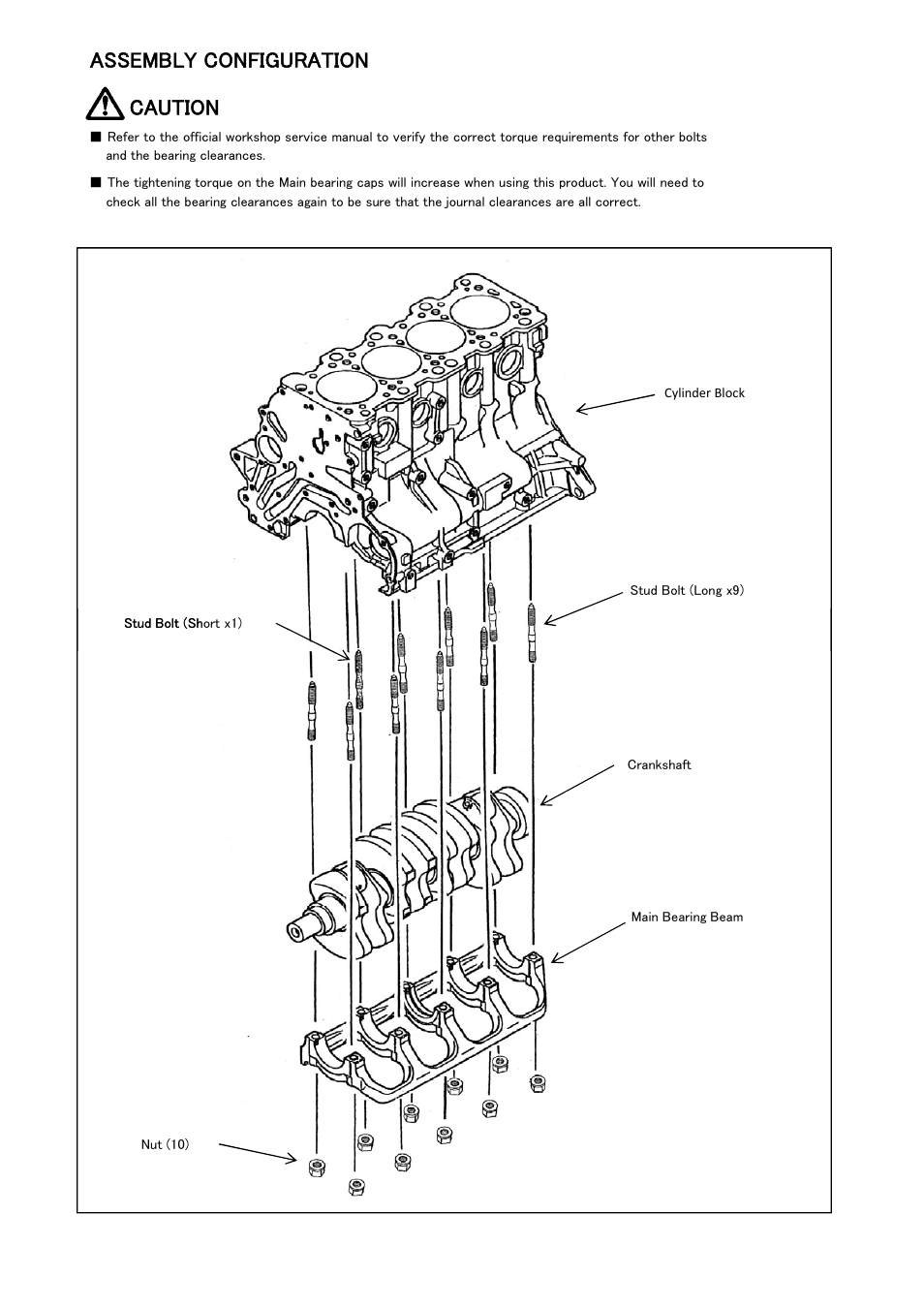 Assembly configuration caution | Tomei Powered 4G63 MAIN STUD BOLTS User Manual | Page 6 / 8