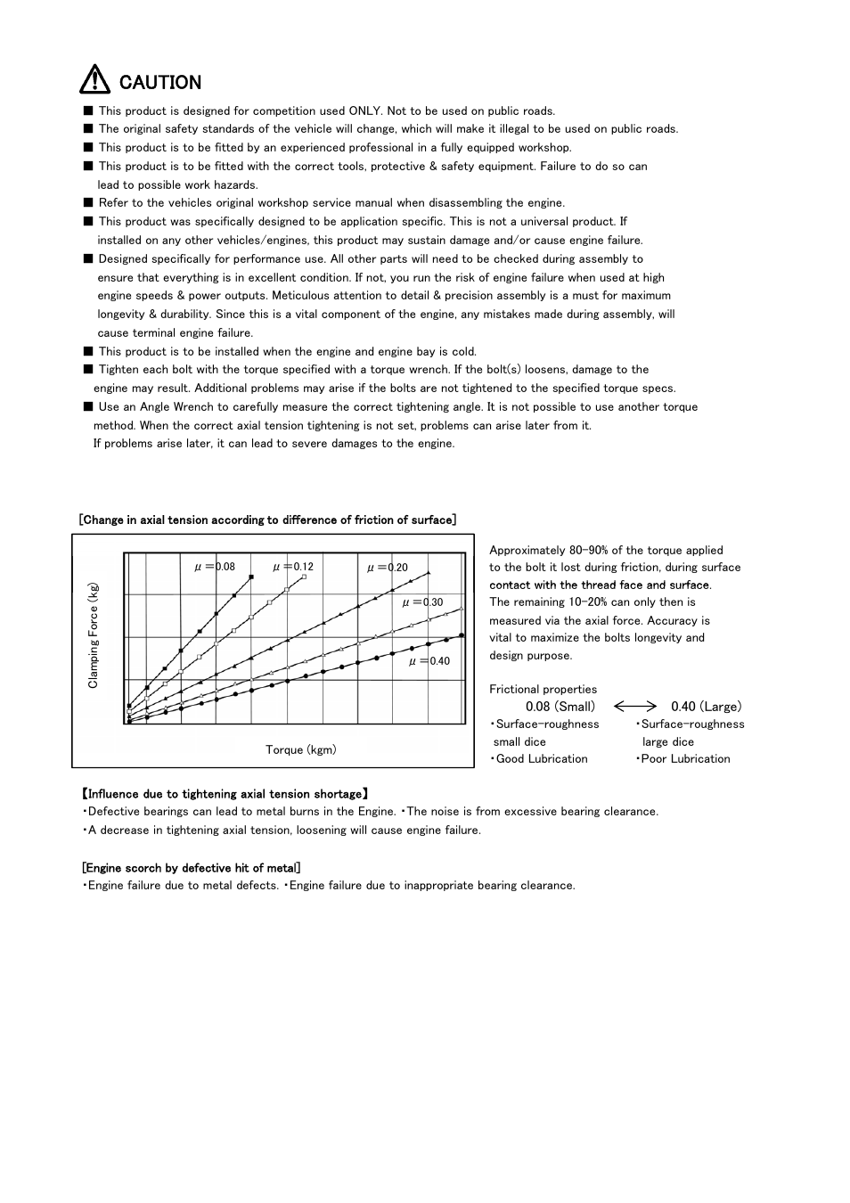 Caution | Tomei Powered FORGED CONROD BOLTS User Manual | Page 4 / 8