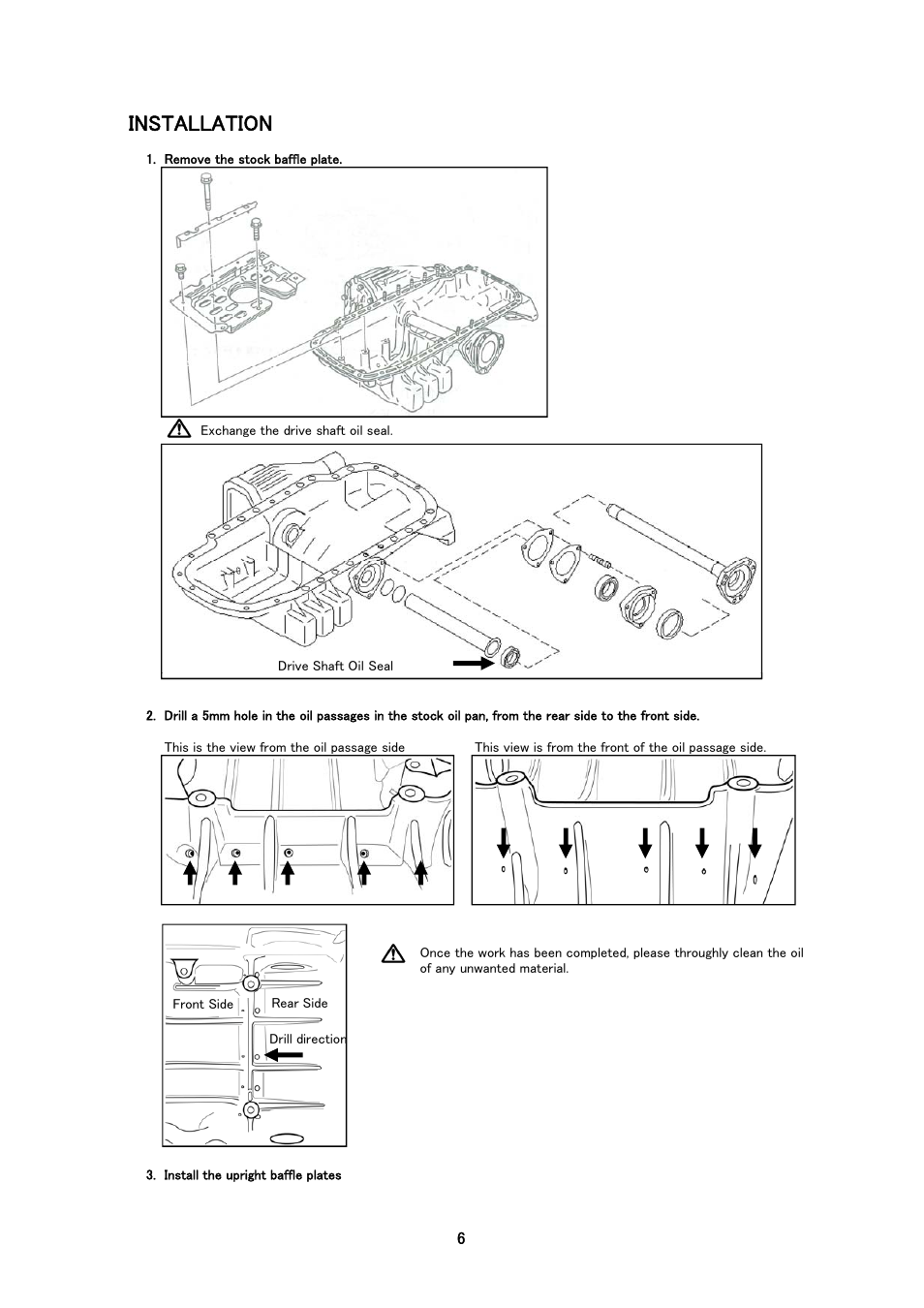 Installation | Tomei Powered OIL PAN BAFFLE PLATE User Manual | Page 6 / 8
