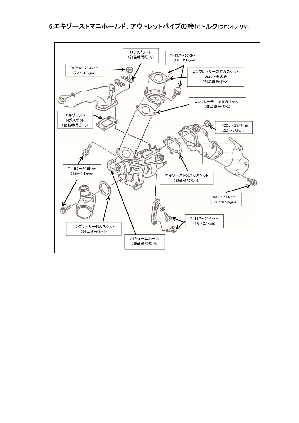 エキゾーストマニホールド、アウトレットパイプの締付トルク | Tomei Powered ARMS M8260 User Manual | Page 11 / 36