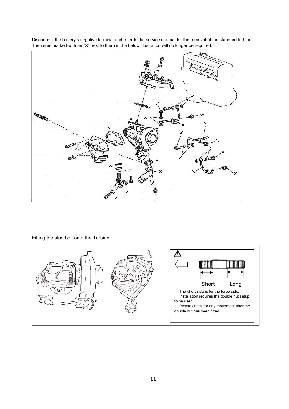 Removal of the standard turbine, Installation 1 | Tomei Powered ARMS M7960 User Manual | Page 11 / 16