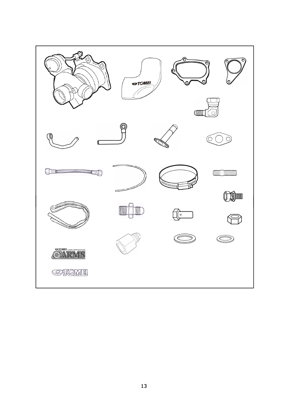 Kit contents | Tomei Powered ARMS M8265 Single Scroll User Manual | Page 13 / 24