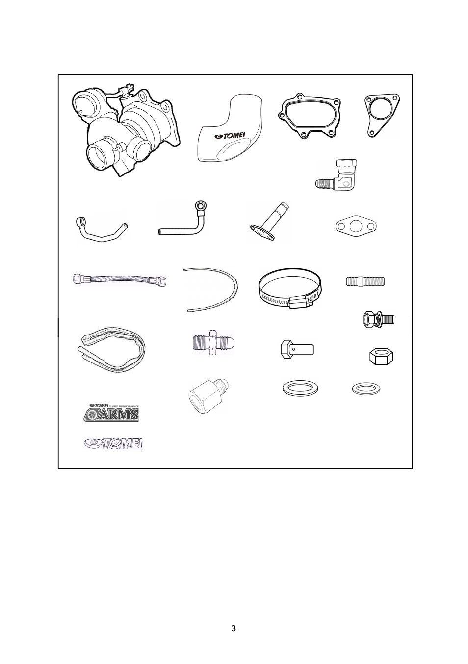 部品構成 | Tomei Powered ARMS M8265 Single Scroll User Manual | Page 3 / 24