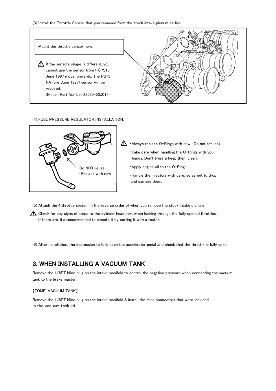 When installing a vacuum tank | Tomei Powered 4 THROTTLE SYSTEM User Manual | Page 9 / 12