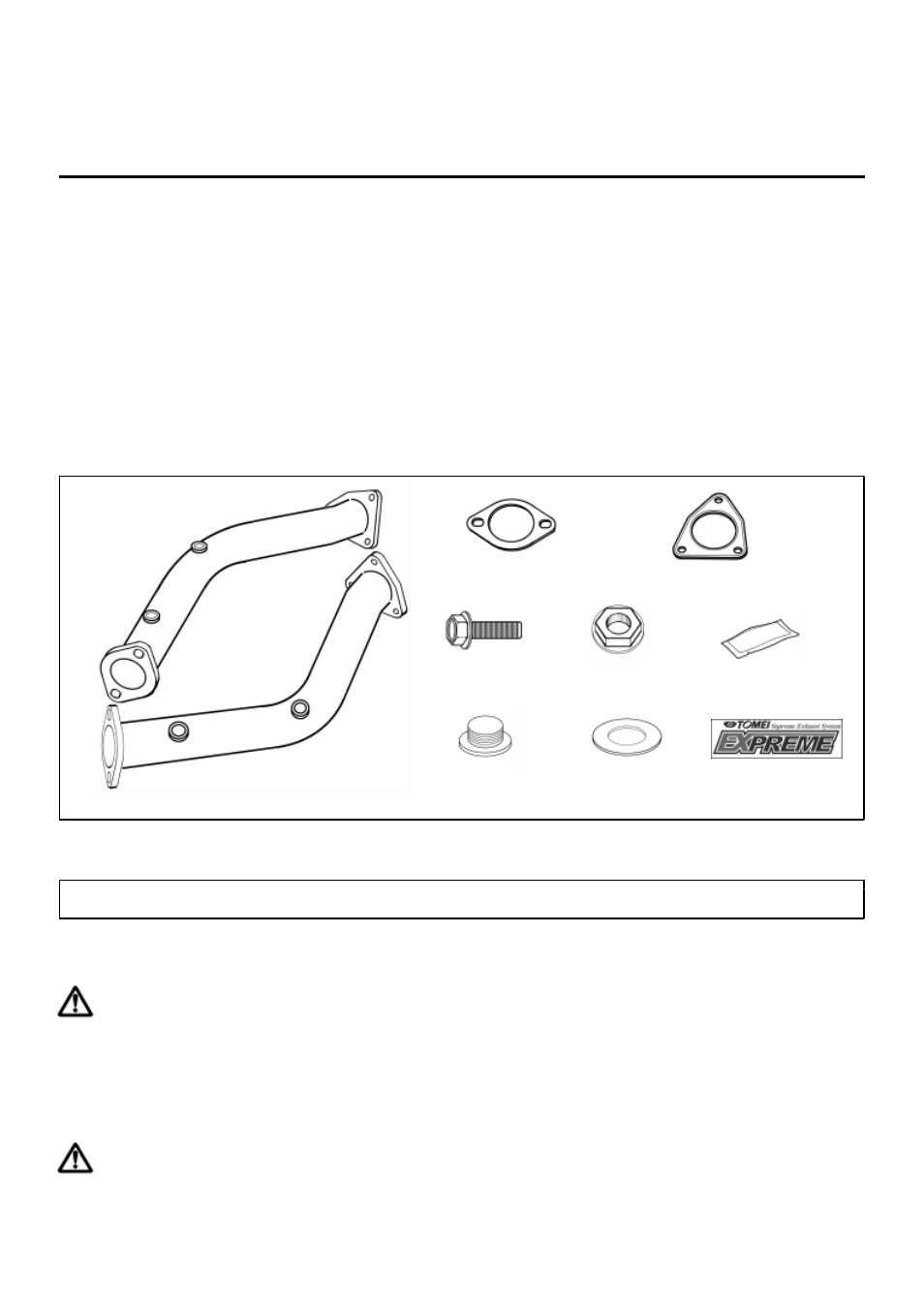 Kit contents, Caution, Warning | Tools required for installation | Tomei Powered STRAIGHT FRONT PIPE User Manual | Page 7 / 12