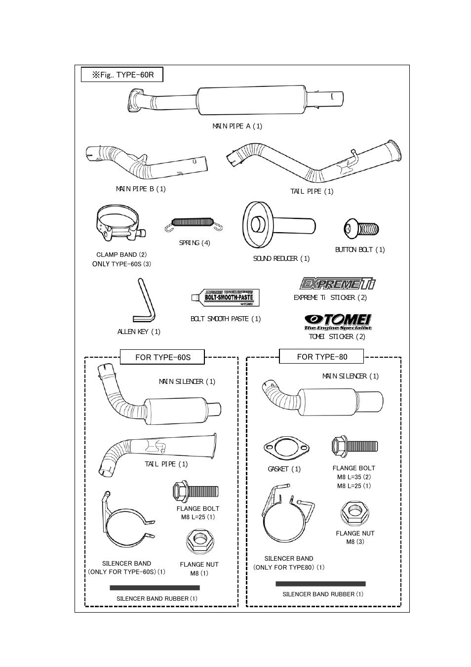Kit contents | Tomei Powered TITANIUM MUFFLER User Manual | Page 8 / 16