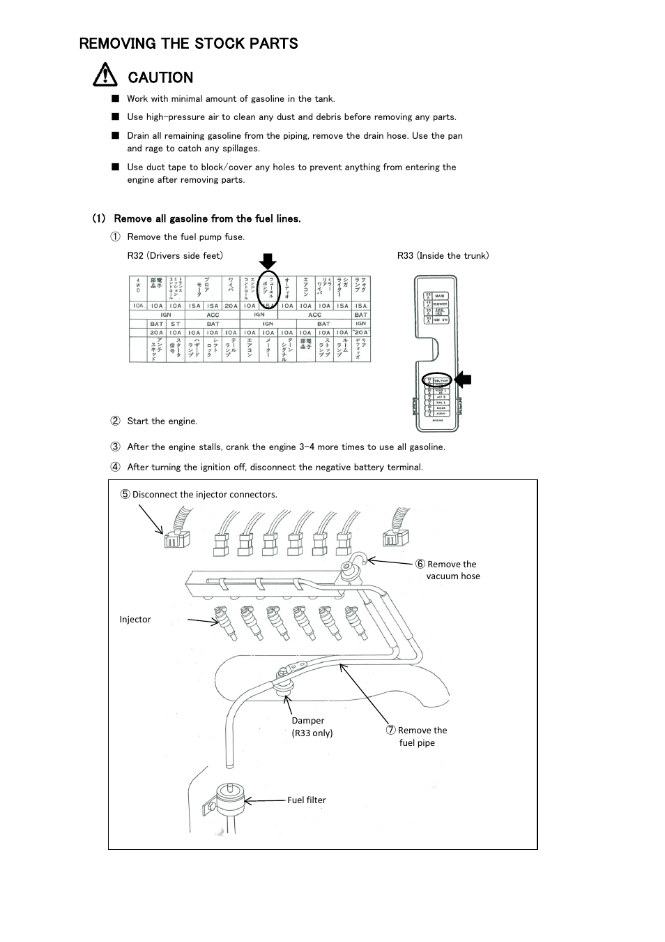 Removing the stock parts caution | Tomei Powered FUEL RAIL User Manual | Page 17 / 24