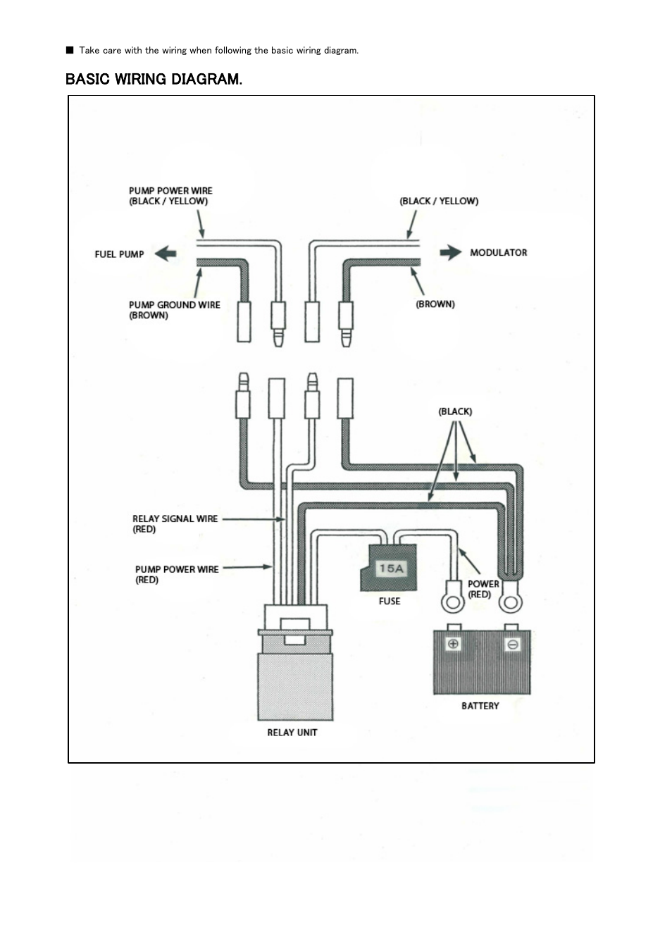 Basic wiring diagram | Tomei Powered FUEL PUMP RELAY HARNESS User Manual | Page 7 / 8