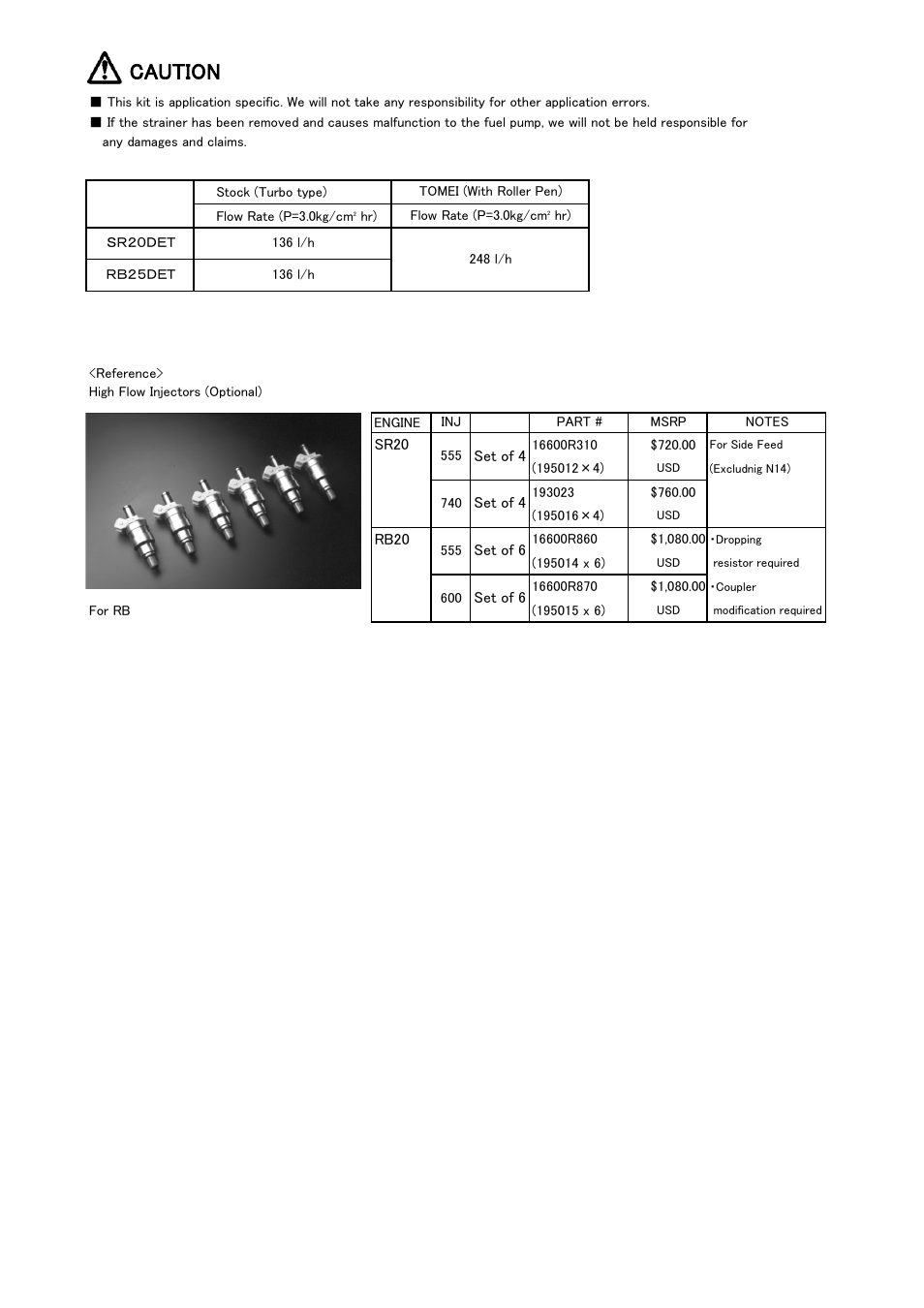 Caution | Tomei Powered OVERSIZED FUEL PUMP (For PS13 Models) User Manual | Page 9 / 12