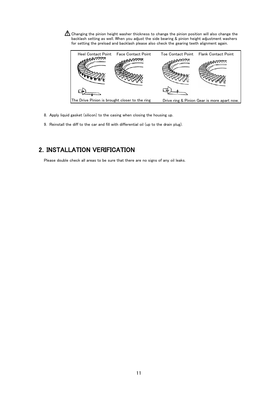 2．installation verification | Tomei Powered FINAL GEAR KIT FOR HA PRO KIT User Manual | Page 11 / 12