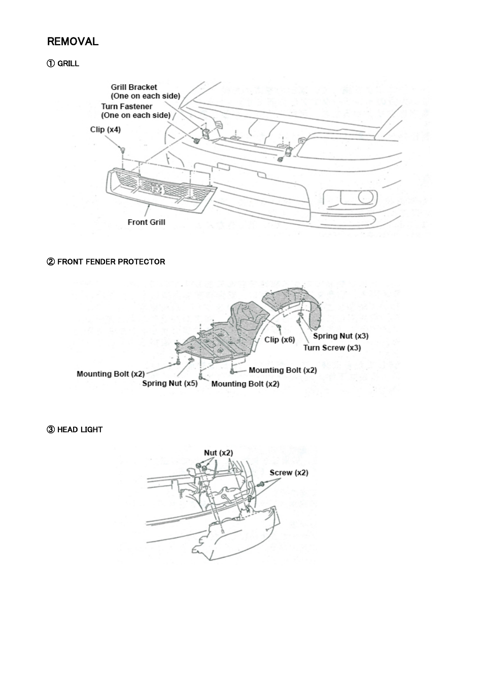 Removal | Tomei Powered HEADLIGHT AIR INTAKE (R33) User Manual | Page 6 / 8