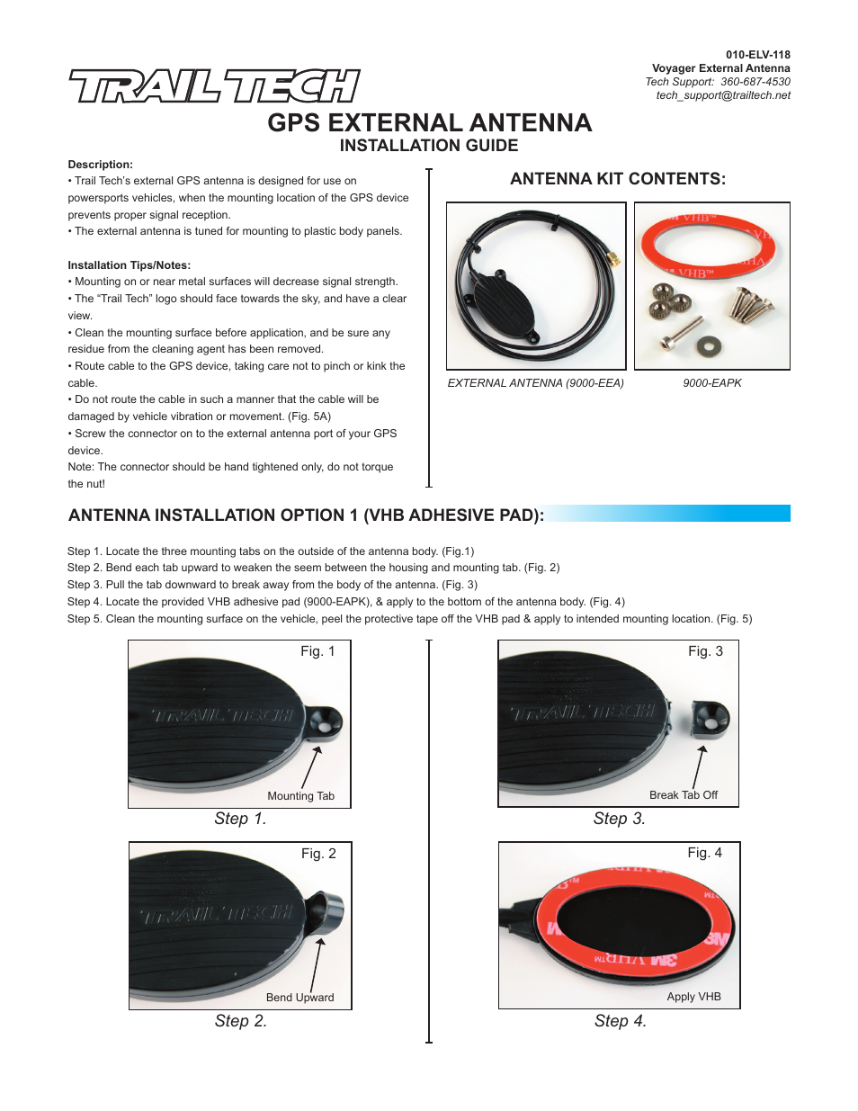 Trail Tech VOYAGER TOP MOUNT PROTECTOR 025-TM2 User Manual | 2 pages