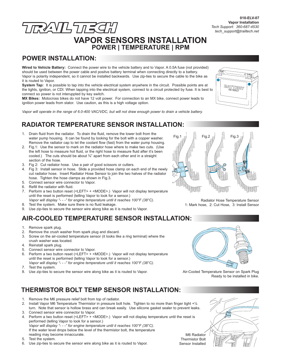 Trail Tech M6 X 1.0 TEMP SENSOR PROBE V300-001 User Manual | 2 pages