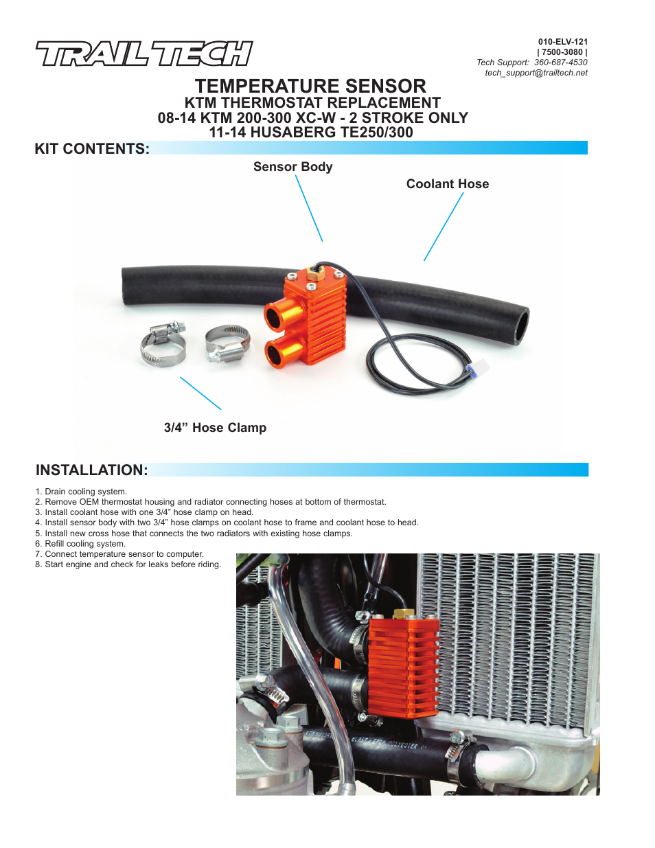 Temperature sensor | Trail Tech TTO TEMP METER 2 STK KTM THERMOSTAT 722-EH6 User Manual | Page 2 / 2
