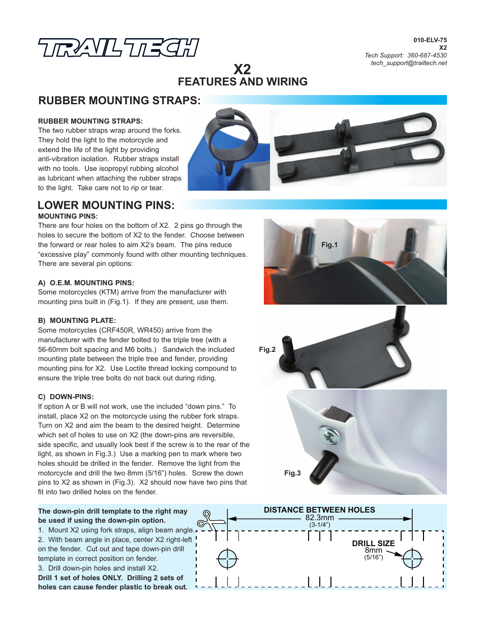 Trail Tech X2 KIT: HALOGEN YAMAHA 36T2C-70 User Manual | 2 pages
